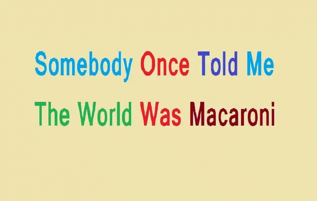 Somebody Once Told Me the World Was Macaroni Lyrics and meaning 